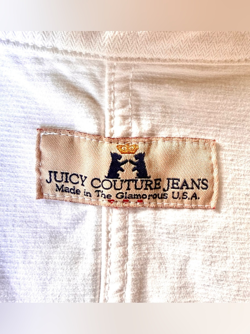 Y2K VINTAGE JUICY COUTURE JEANS White Twill Blue Piping Blazer Jacket Size XL - Picture 4 of 15